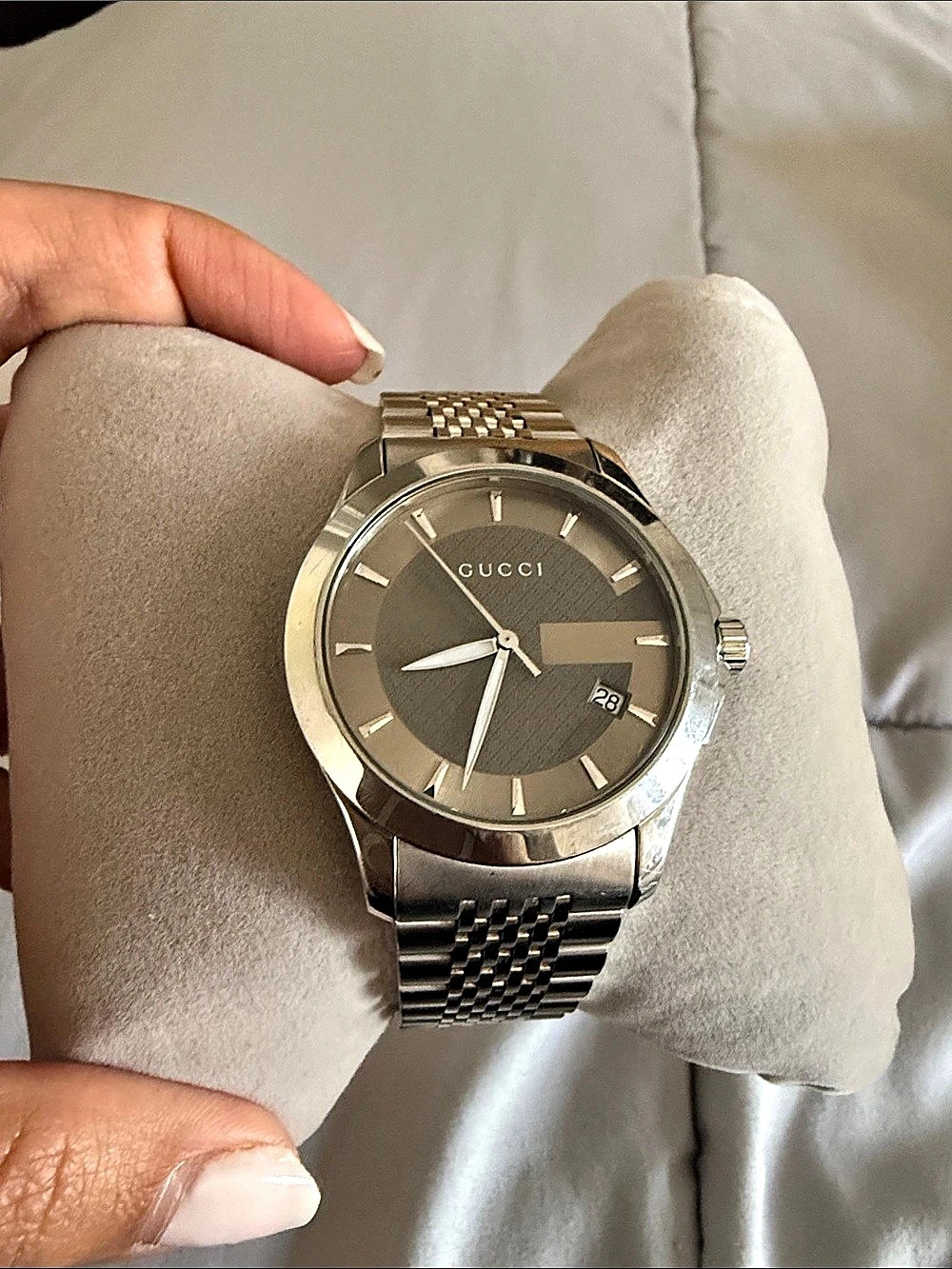 Gucci G-Timeless Stainless Steel Watch Silver Gray NWT